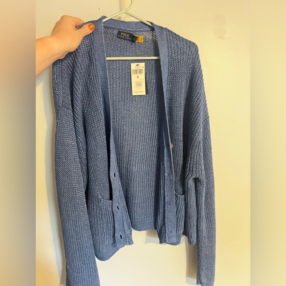 NWT Polo Ralph Lauren XL Blue Cardigan